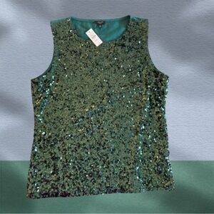 Women's Talbots Green Sequin Tank Top MP